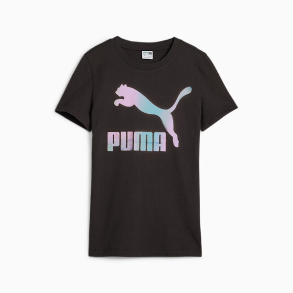 Playera con logotipo iridiscente para adolescentes Classics, PUMA Black, extralarge