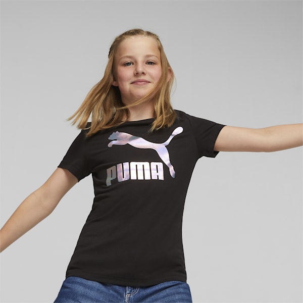 Classics Iridescent Logo Youth T-shirt, PUMA Black, extralarge-AUS