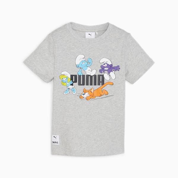 Playera Infantil PUMA x LOS PITUFOS, Light Gray Heather, extralarge