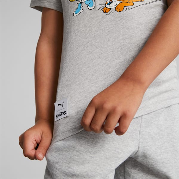 Playera Infantil PUMA x LOS PITUFOS, Light Gray Heather, extralarge