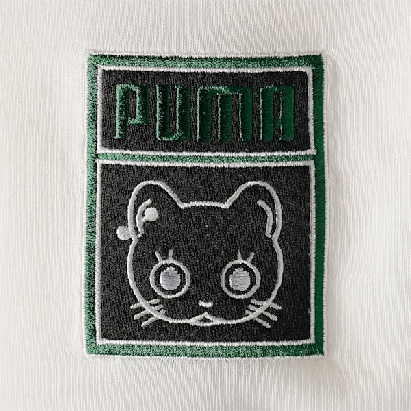 ユニセックス NEKO SAN フェイス 刺繍 半袖 Tシャツ, Puma White, extralarge-JPN