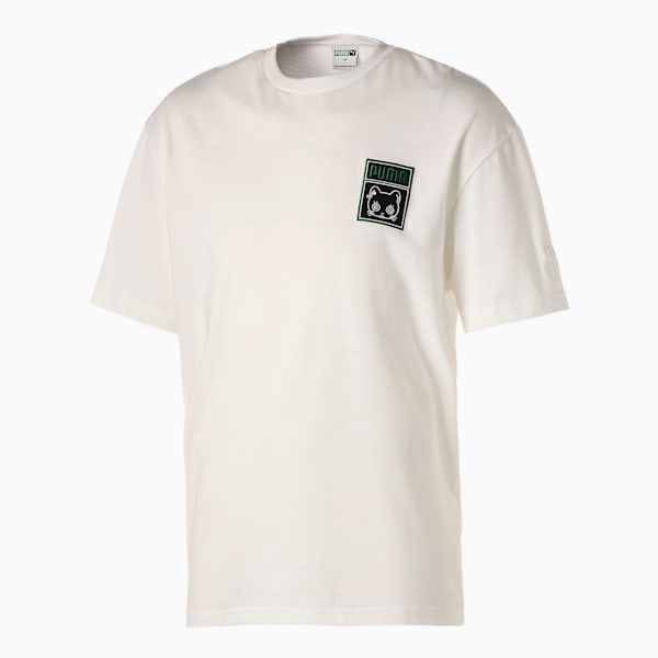 ユニセックス NEKO SAN フェイス 刺繍 半袖 Tシャツ, Puma White, extralarge-JPN