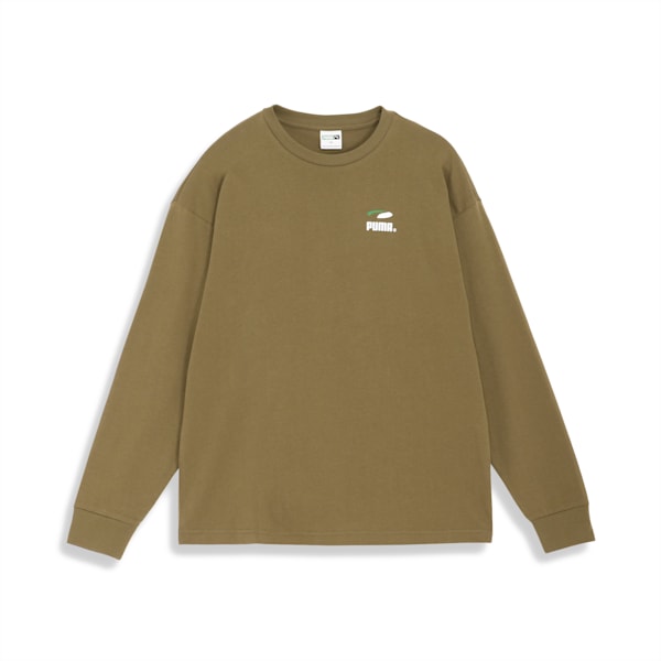 メンズ スケートボード 長袖 Tシャツ CO, Olive Drab, extralarge-JPN