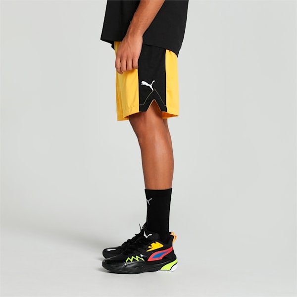 Shot Blocker Men's Basketball Shorts, Yellow Sizzle-PUMA Black, extralarge-IND