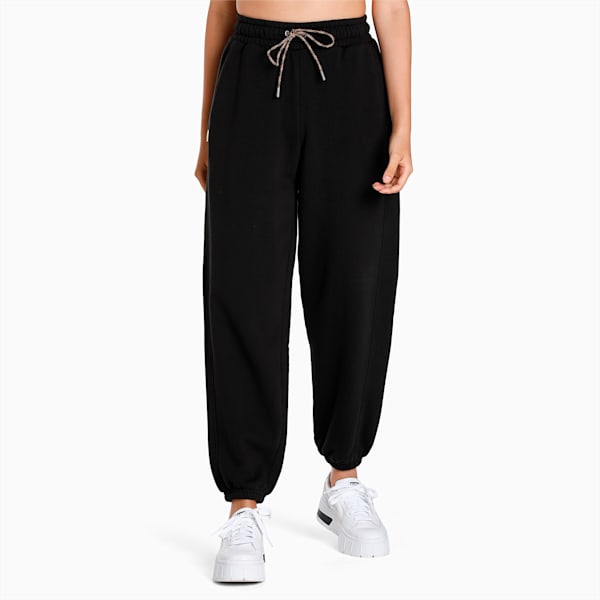 Infuse Women's Relaxed Fit Sweat Pants, Puma Black, extralarge-IND