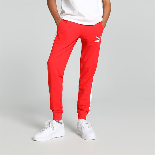 Iconic T7 Slim Fit Mens Track Pants, High Risk Red, extralarge-IND