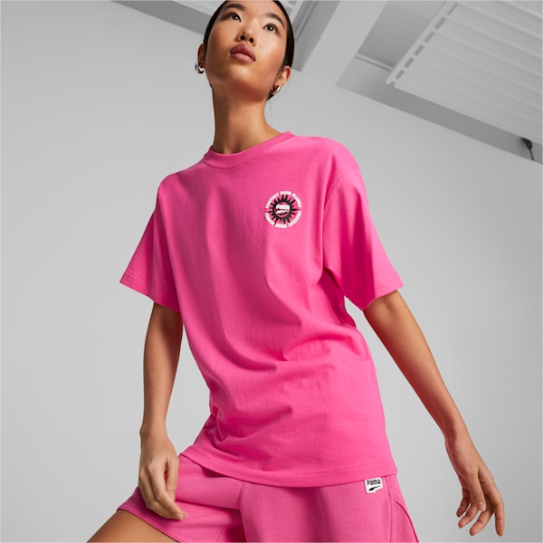 DOWNTOWN Graphic Relaxed Fit Women's Relaxed Fit T-Shirt, Glowing Pink, extralarge-IND