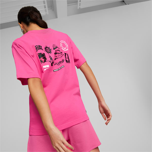 DOWNTOWN Graphic Relaxed Fit Women's Relaxed Fit T-Shirt, Glowing Pink, extralarge-IND
