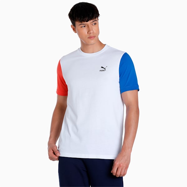 Classics Block Regular Fit Mens T-Shirt, PUMA White-Royal Sapphire, extralarge-IND
