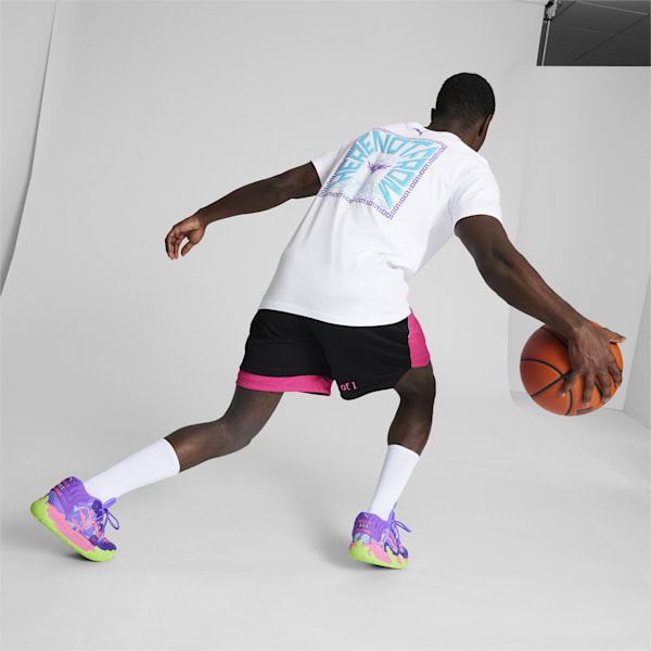 Pantalón corto de baloncesto PUMA x LAMELO BALL Toxic III para hombre, PUMA Black-Glowing Pink, extralarge