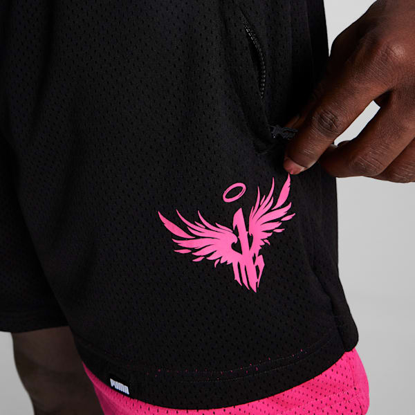 Pantalón corto de baloncesto PUMA x LAMELO BALL Toxic III para hombre, PUMA Black-Glowing Pink, extralarge