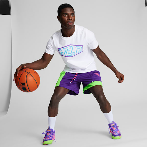 PUMA x LAMELO BALL Toxic Basketball Shorts III, Team Violet-Green Gecko, extralarge