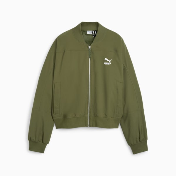 Classics Shiny Women's Bomber Jacket, Olive Green, extralarge