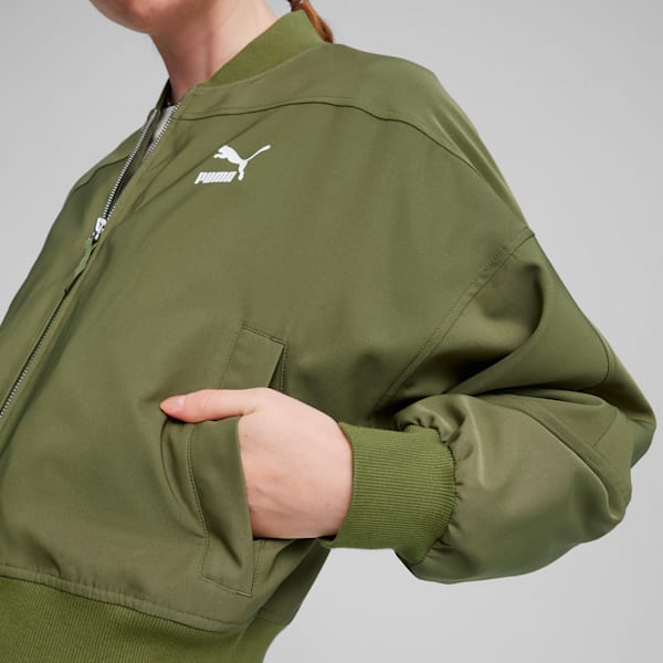 Chamarra bomber para mujer CLASSICS Shiny, Olive Green, extralarge