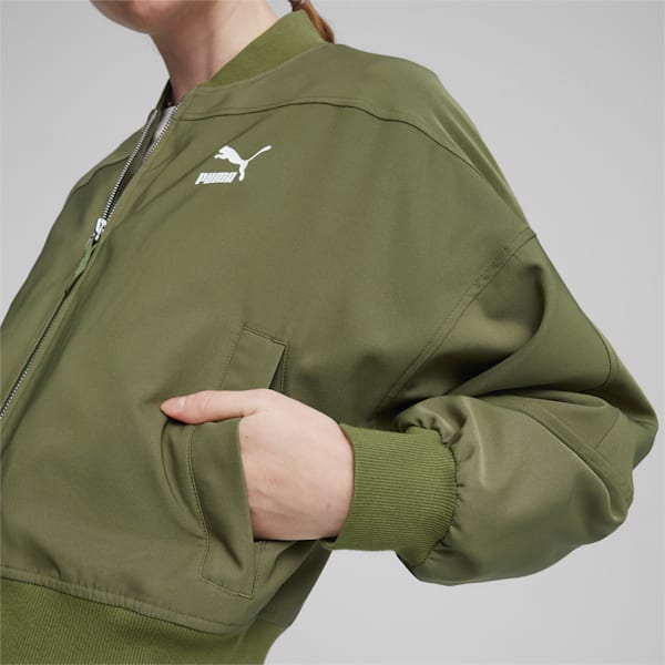 Classics Shiny Women's Bomber Jacket, Olive Green, extralarge