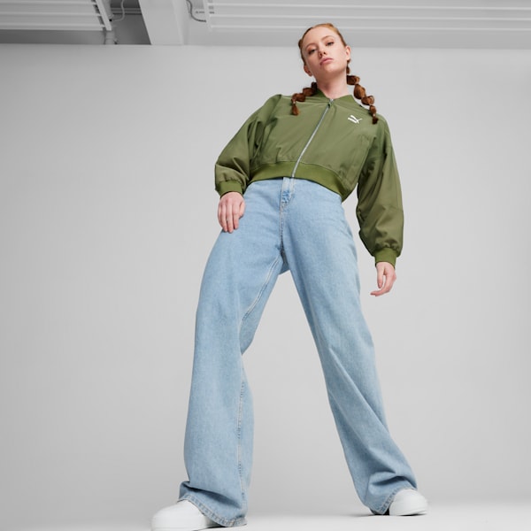 Chamarra bomber para mujer CLASSICS Shiny, Olive Green, extralarge