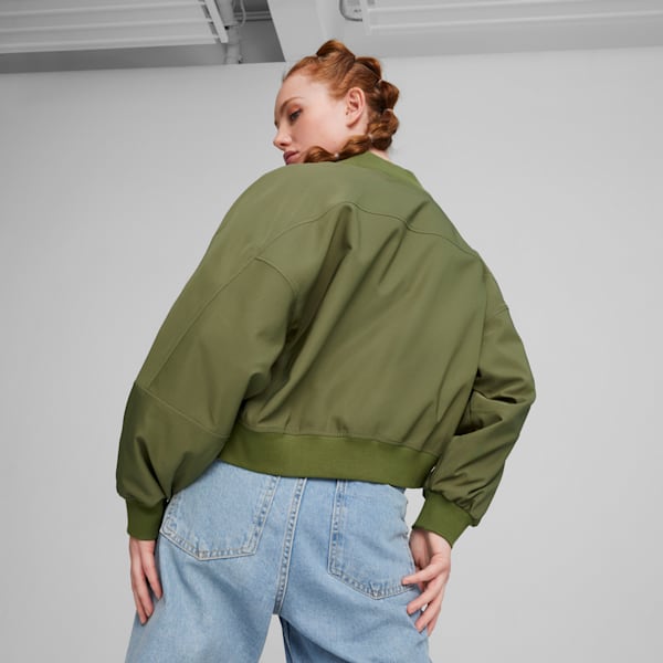 Classics Shiny Women's Bomber Jacket, Olive Green, extralarge