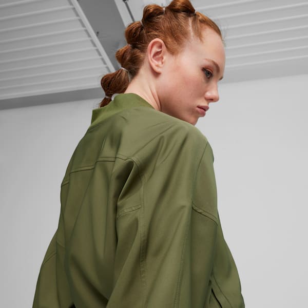 Classics Shiny Women's Bomber Jacket, Olive Green, extralarge