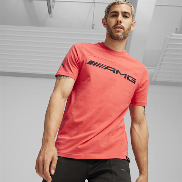 メンズ メルセデス AMG ロゴ 半袖 Tシャツ, Active Red, extralarge-IND