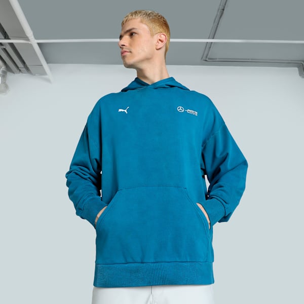 Mercedes-AMG PETRONAS Garage Crew Men's Relaxed Fit Motorsport Hoodie, Ocean Tropic, extralarge-IND