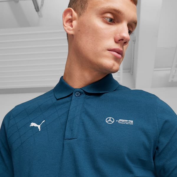 Mercedes-AMG Petronas Motorsport Jacquard Men's Polo, Ocean Tropic, extralarge-IND