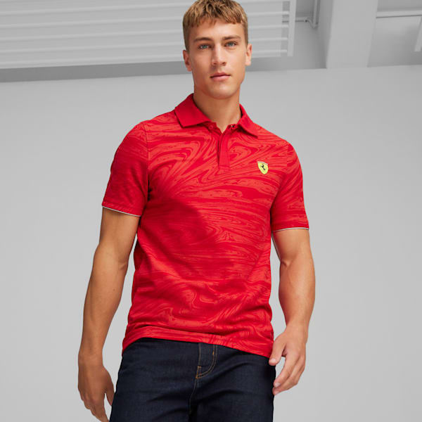 Playera tipo polo estampada para hombre Scuderia Ferrari Race Motorsport, Rosso Corsa, extralarge