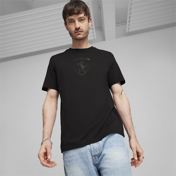 Scuderia Ferrari Race Big Shield Men's Motorsport Tonal T-shirt, PUMA Black, extralarge-AUS