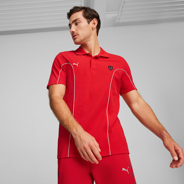 Scuderia Ferrari Style Men's Motorsport Polo, Rosso Corsa, extralarge