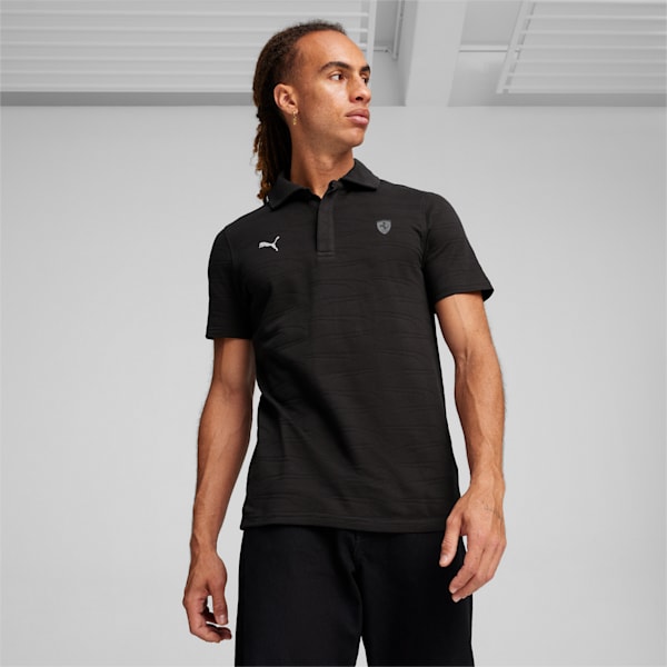 Scuderia Ferrari Style Men's Motorsport Jacquard Polo, PUMA Black, extralarge-IDN