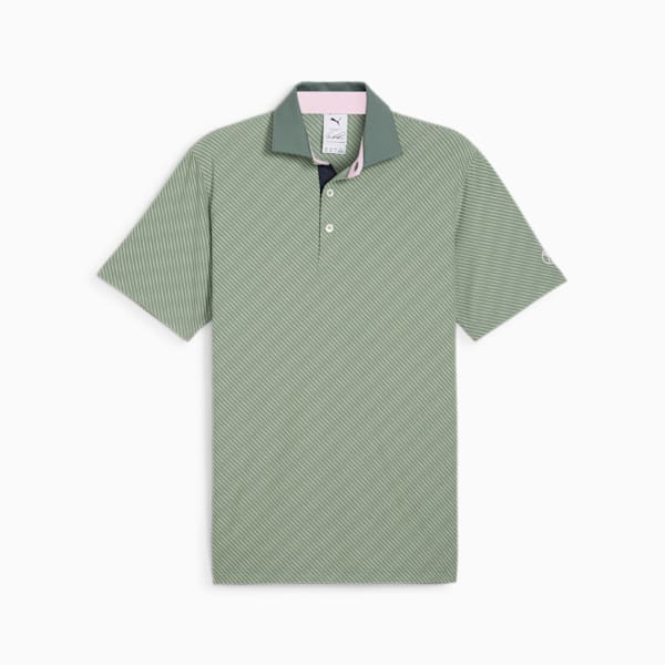 メンズ ゴルフ PUMA x ARNOLD PALMER ジャカード ストライプ 半袖 ポロシャツ, Eucalyptus, extralarge-JPN