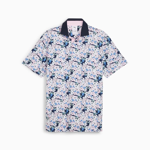 Polo de golf PUMA x ARNOLD PALMER Floral para hombre, White Glow-Deep Navy, extralarge