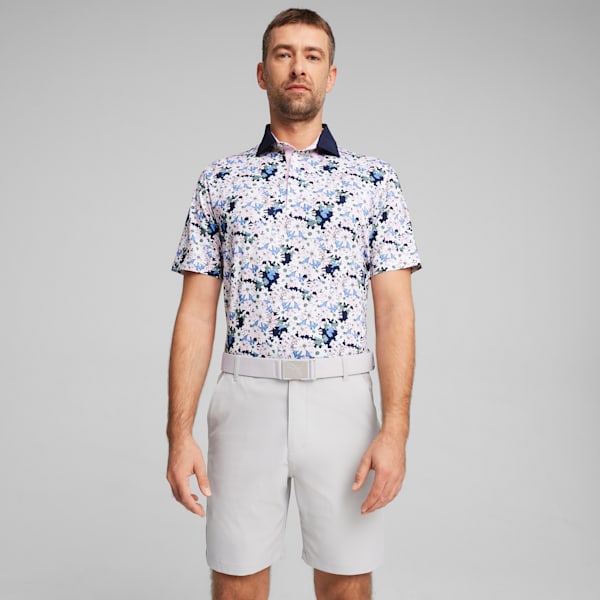 Polo de golf PUMA x ARNOLD PALMER Floral para hombre, White Glow-Deep Navy, extralarge