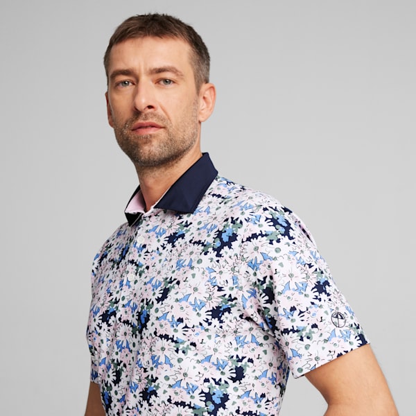 PUMA x ARNOLD PALMER Floral Men's Golf Polo, White Glow-Deep Navy, extralarge