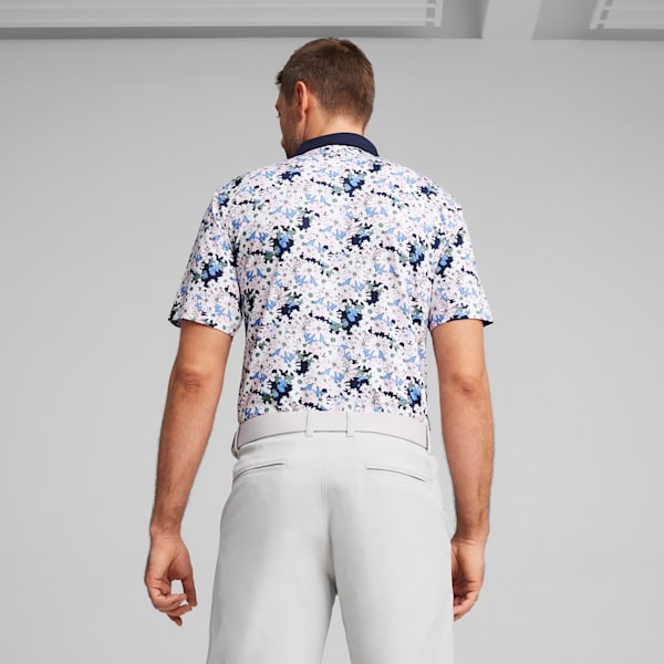 Polo de golf PUMA x ARNOLD PALMER Floral para hombre, White Glow-Deep Navy, extralarge