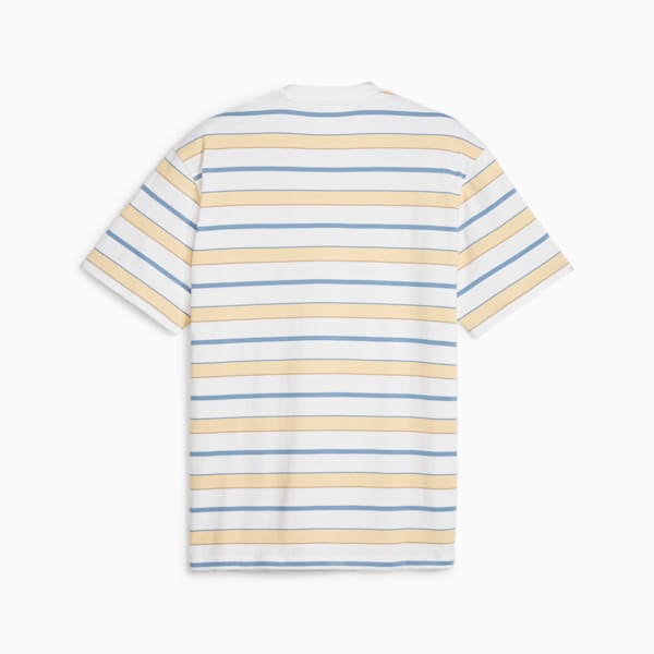 MMQ Striped Men's Tee, PUMA White, extralarge