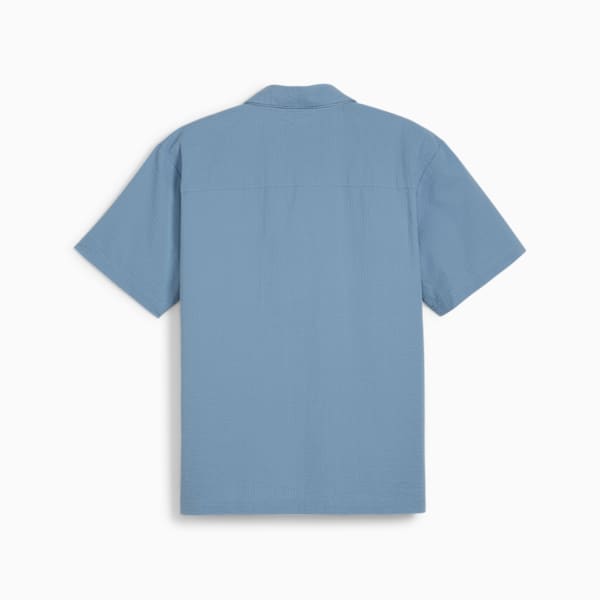 Camisa MMQ Seersucker para hombre, Zen Blue, extralarge