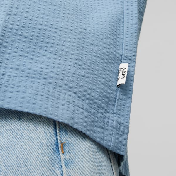 Camisa MMQ Seersucker para hombre, Zen Blue, extralarge