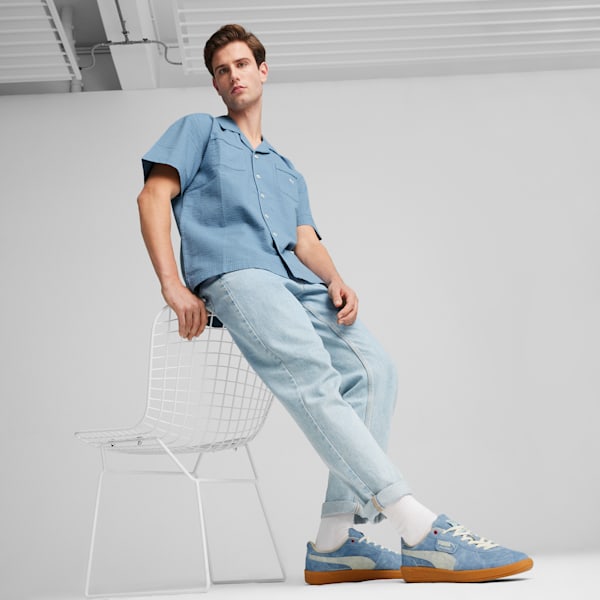 Camisa MMQ Seersucker para hombre, Zen Blue, extralarge