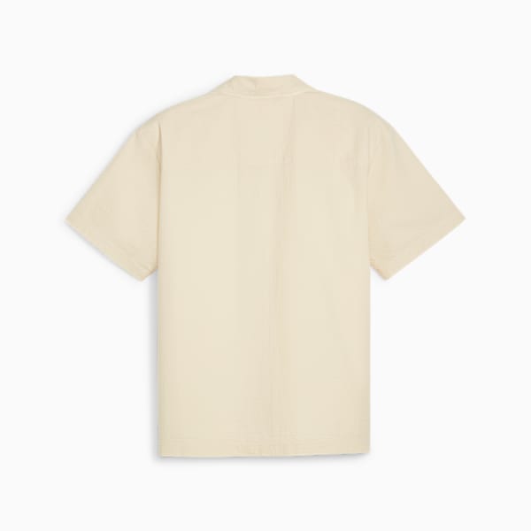 MMQ Men's Seersucker Shirt, Alpine Snow, extralarge