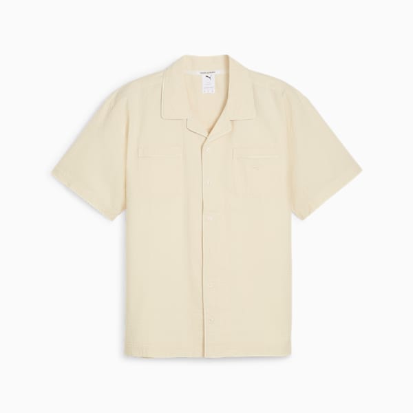 MMQ Men's Seersucker Shirt, Alpine Snow, extralarge