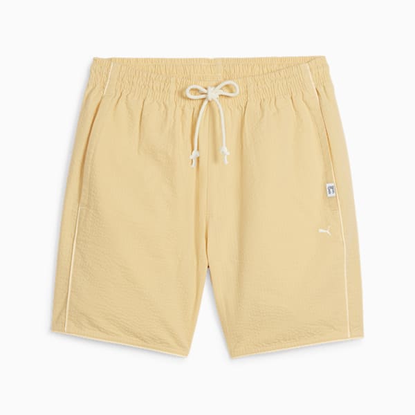 MMQ Men's Seersucker Shorts, Chamomile, extralarge