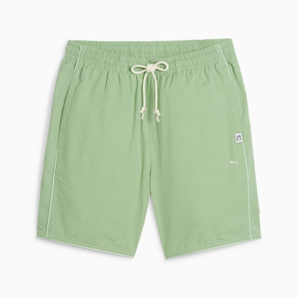 MMQ Men's Seersucker Shorts, Pure Green, extralarge