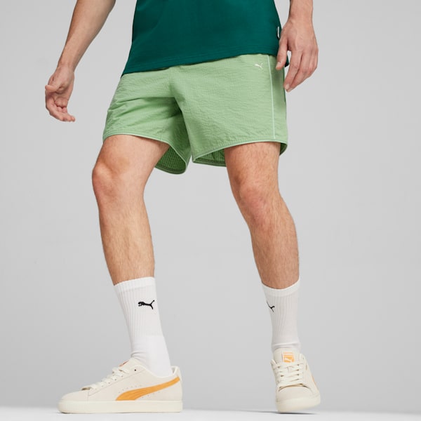 MMQ Men's Seersucker Shorts, Pure Green, extralarge