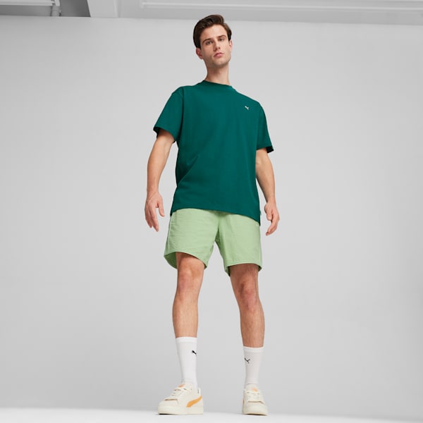 MMQ Men's Seersucker Shorts, Pure Green, extralarge