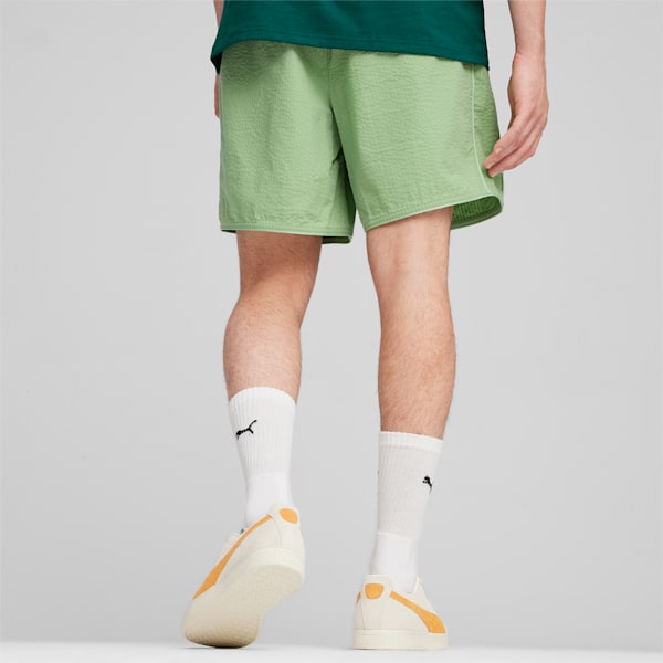 MMQ Men's Seersucker Shorts, Pure Green, extralarge