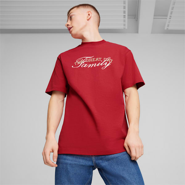 メンズ バスケットボール ノスタルジア グラフィック 半袖 Tシャツ, Club Red, extralarge-JPN