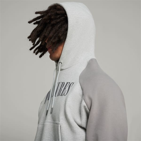 PUMA x PLEASURES Men's Hoodie, Light Gray Heather, extralarge-IND