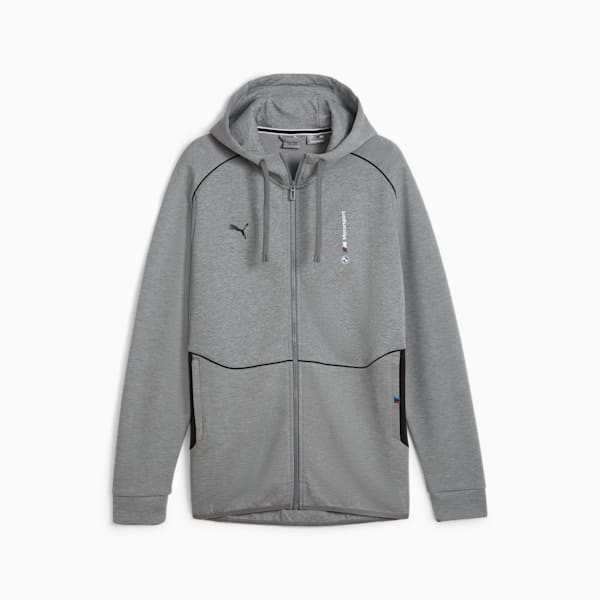 BMW M Motorsport Men's Hooded Motorsport Sweat Jacket, Medium Gray Heather, extralarge