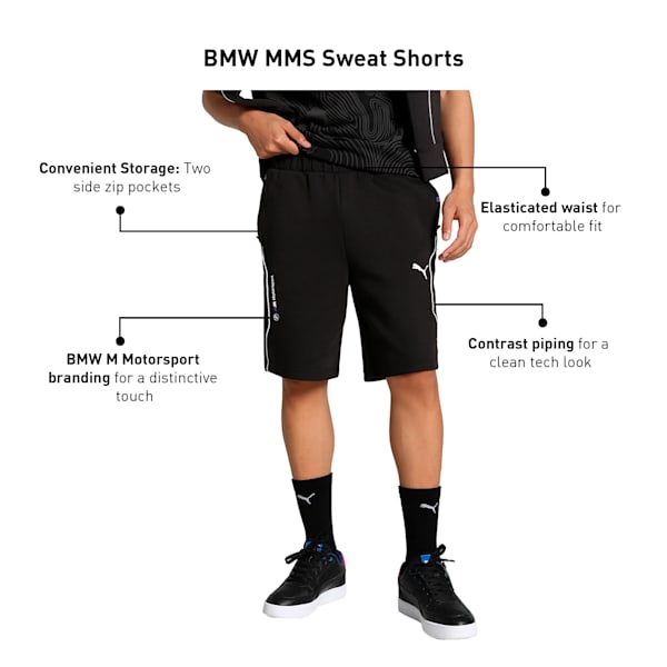 BMW M Motorsport Men's Motorsport Sweat Shorts, PUMA Black, extralarge-IND