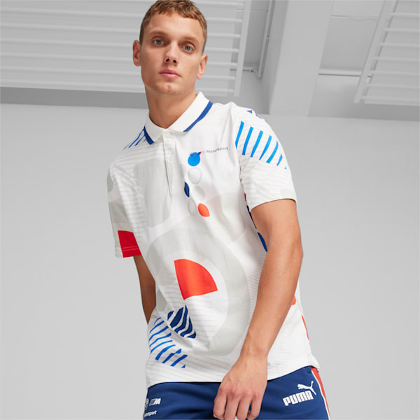 BMW M Motorsport Men's All-Over Print Polo, PUMA White-AOP, extralarge-IDN
